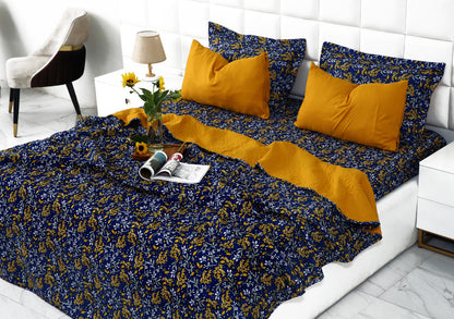 6 PCs Printed Bed Spread Set-Daffodil Bed Spread Apricot