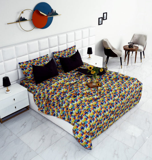 6 PCs Printed Bed Spread Set-Coral Rush Bed Spread Apricot