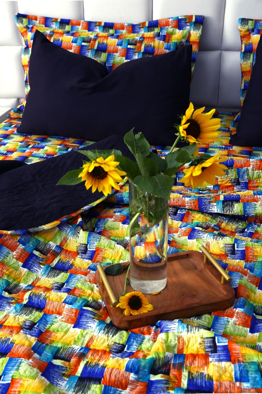 6 PCs Printed Bed Spread Set-Coral Rush Bed Spread Apricot