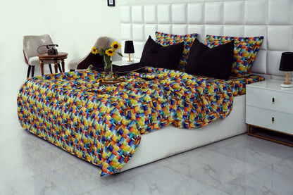 6 PCs Printed Bed Spread Set-Coral Rush Bed Spread Apricot