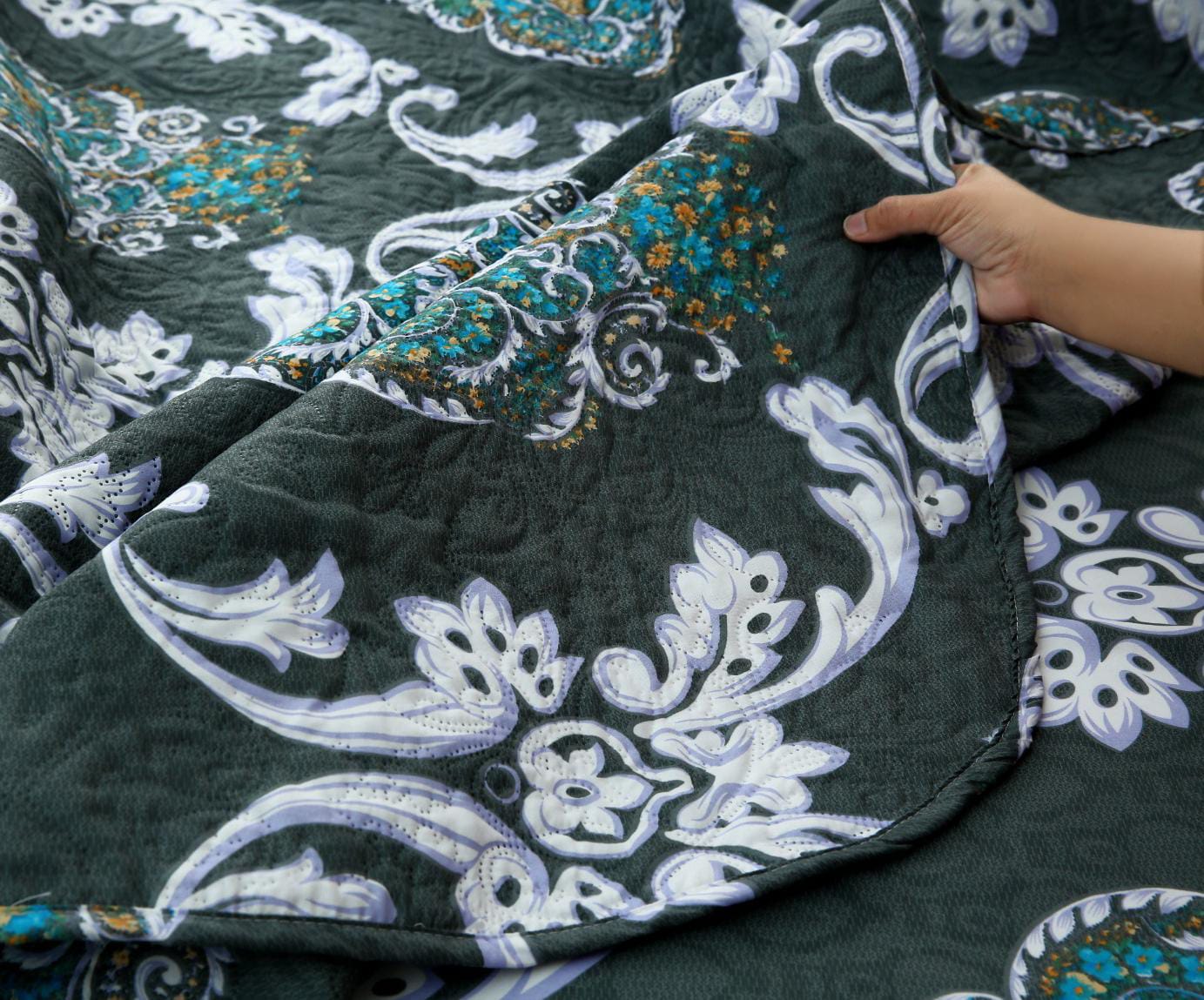 6 PCs Printed Bed Spread Set-Medallion Gold Bed Spread Apricot