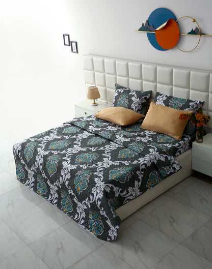6 PCs Printed Bed Spread Set-Medallion Gold Bed Spread Apricot