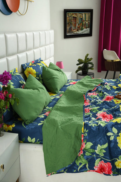6 PCs Printed Bed Spread Set-Orchid Bed Spread Apricot