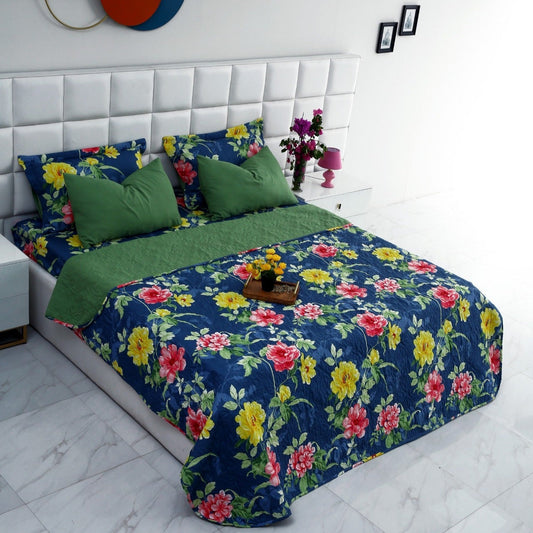 6 PCs Printed Bed Spread Set-Orchid Bed Spread Apricot