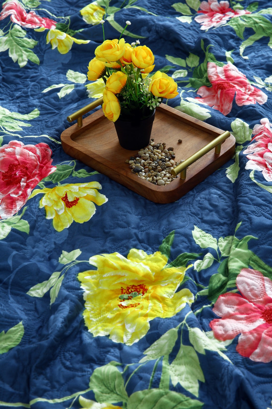 6 PCs Printed Bed Spread Set-Orchid Bed Spread Apricot