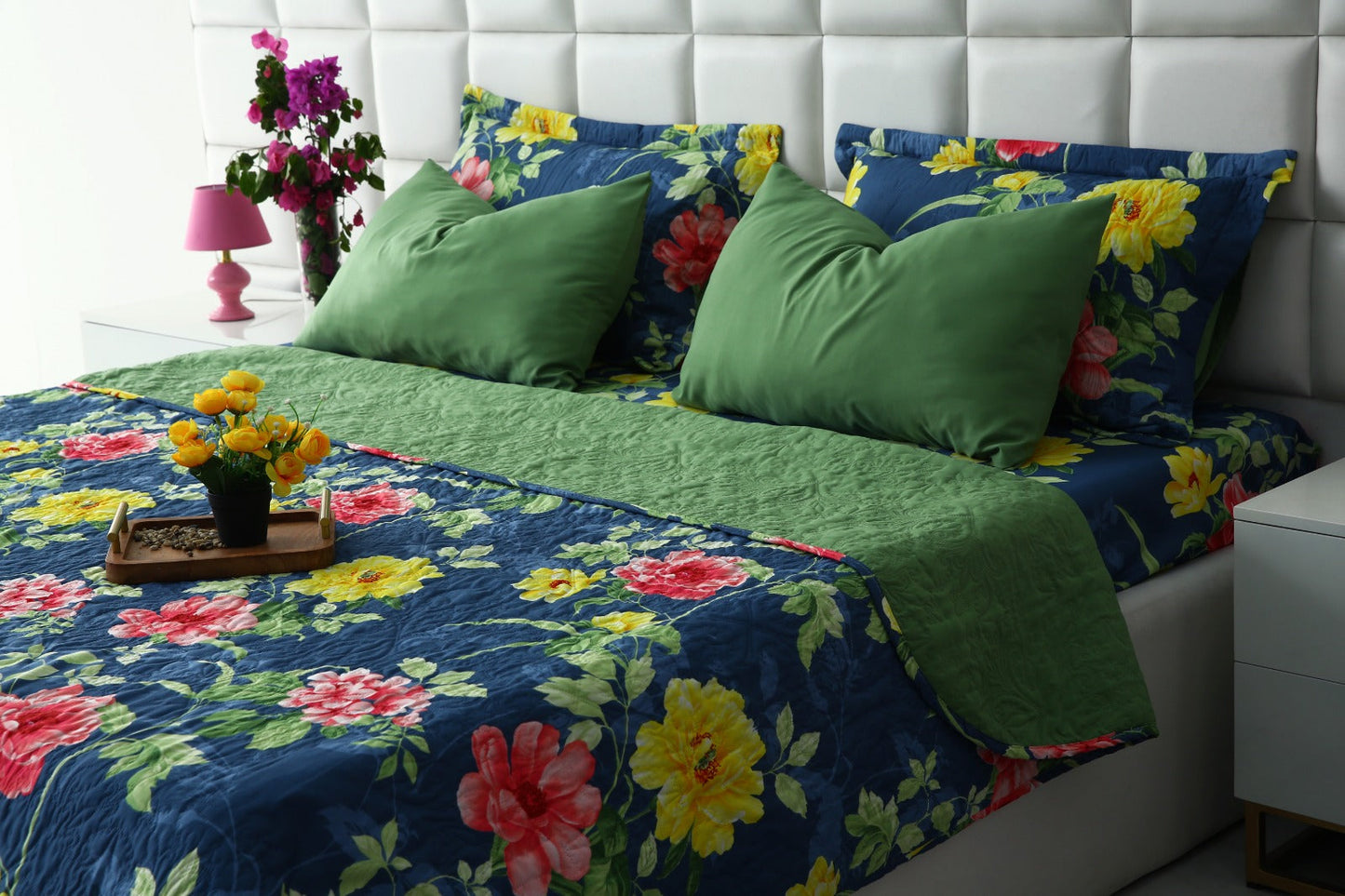 6 PCs Printed Bed Spread Set-Orchid Bed Spread Apricot