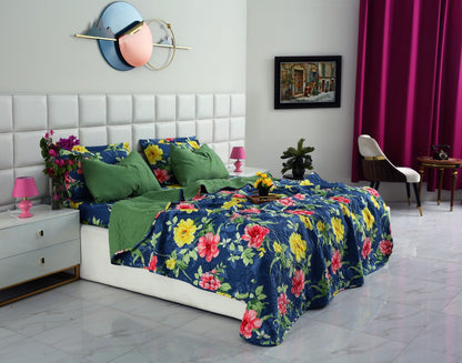 6 PCs Printed Bed Spread Set-Orchid Bed Spread Apricot