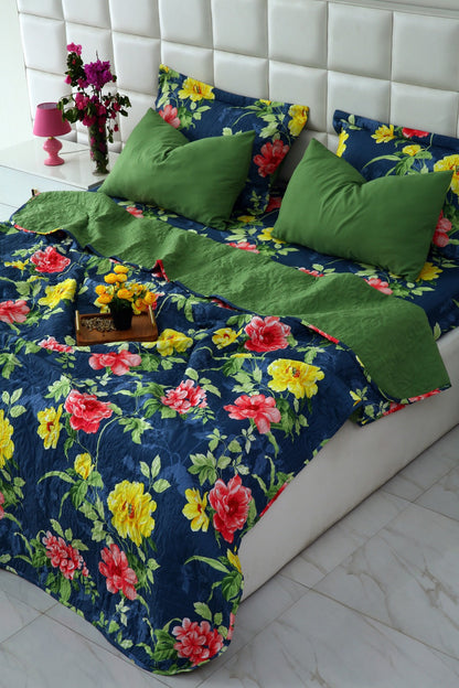 6 PCs Printed Bed Spread Set-Orchid Bed Spread Apricot
