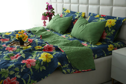 6 PCs Printed Bed Spread Set-Orchid Bed Spread Apricot