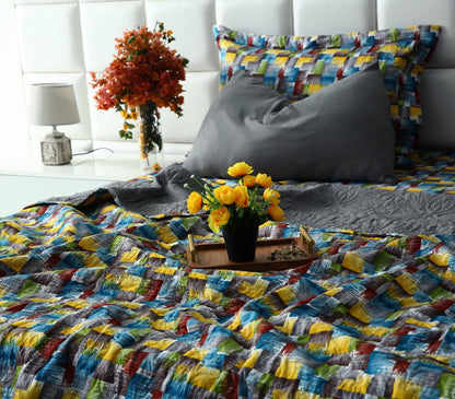 6 PCs Printed Bed Spread Set-Multi Ombre Bed Spread Apricot