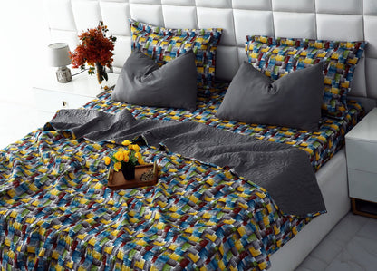 6 PCs Printed Bed Spread Set-Multi Ombre Bed Spread Apricot