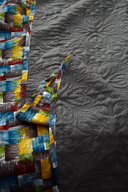 6 PCs Printed Bed Spread Set-Multi Ombre Bed Spread Apricot