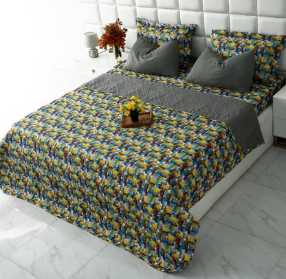 6 PCs Printed Bed Spread Set-Multi Ombre Bed Spread Apricot