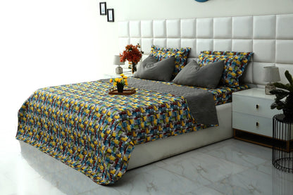 6 PCs Printed Bed Spread Set-Multi Ombre Bed Spread Apricot