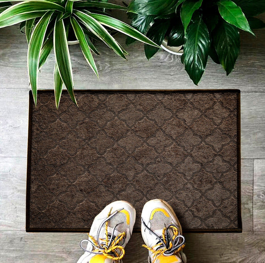 Anti-Slip Door Mat SA-2353-4(Brown Flowers) Door Mats Apricot