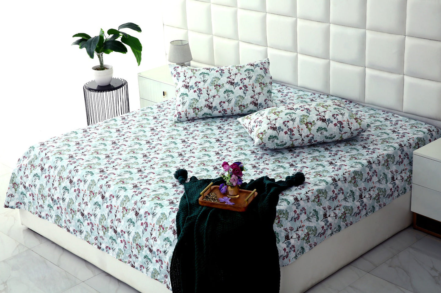 3 PCs Double Bed Sheet -Foxtail