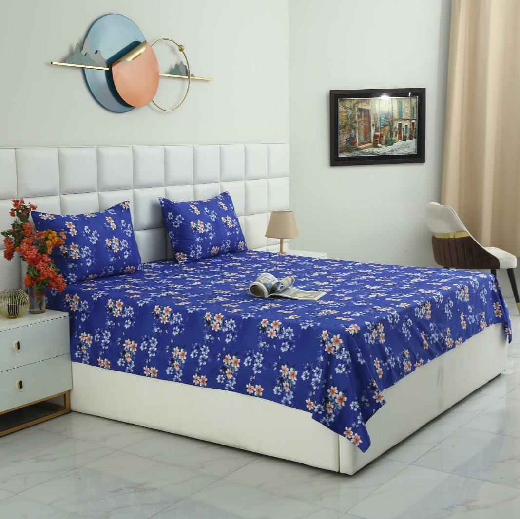 3 PCs Double Bed Sheet-Phlox Bed Sheets Apricot