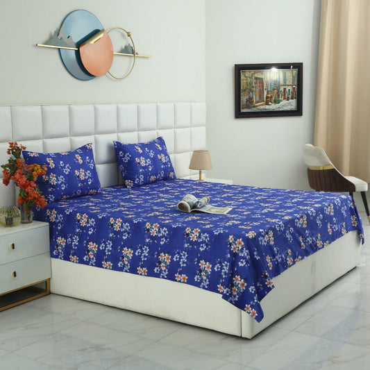 3 PCs Double Bed Sheet-Phlox Bed Sheets Apricot