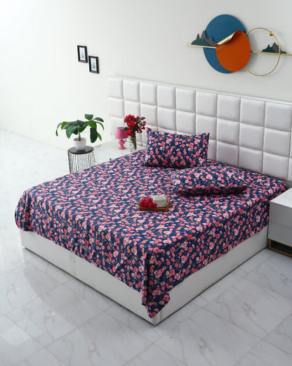 3 PCs Double Bed Sheet-Autumn Bloom Bed Sheets Apricot