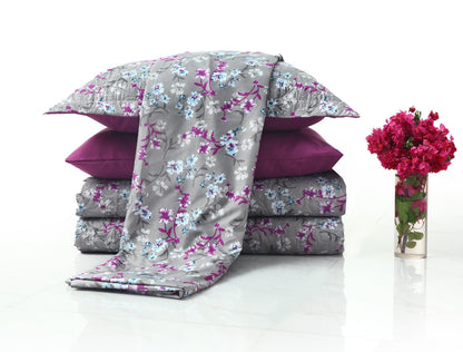 6 PCs Printed Bed Spread Set-Spring Flowers Bed Spread Apricot