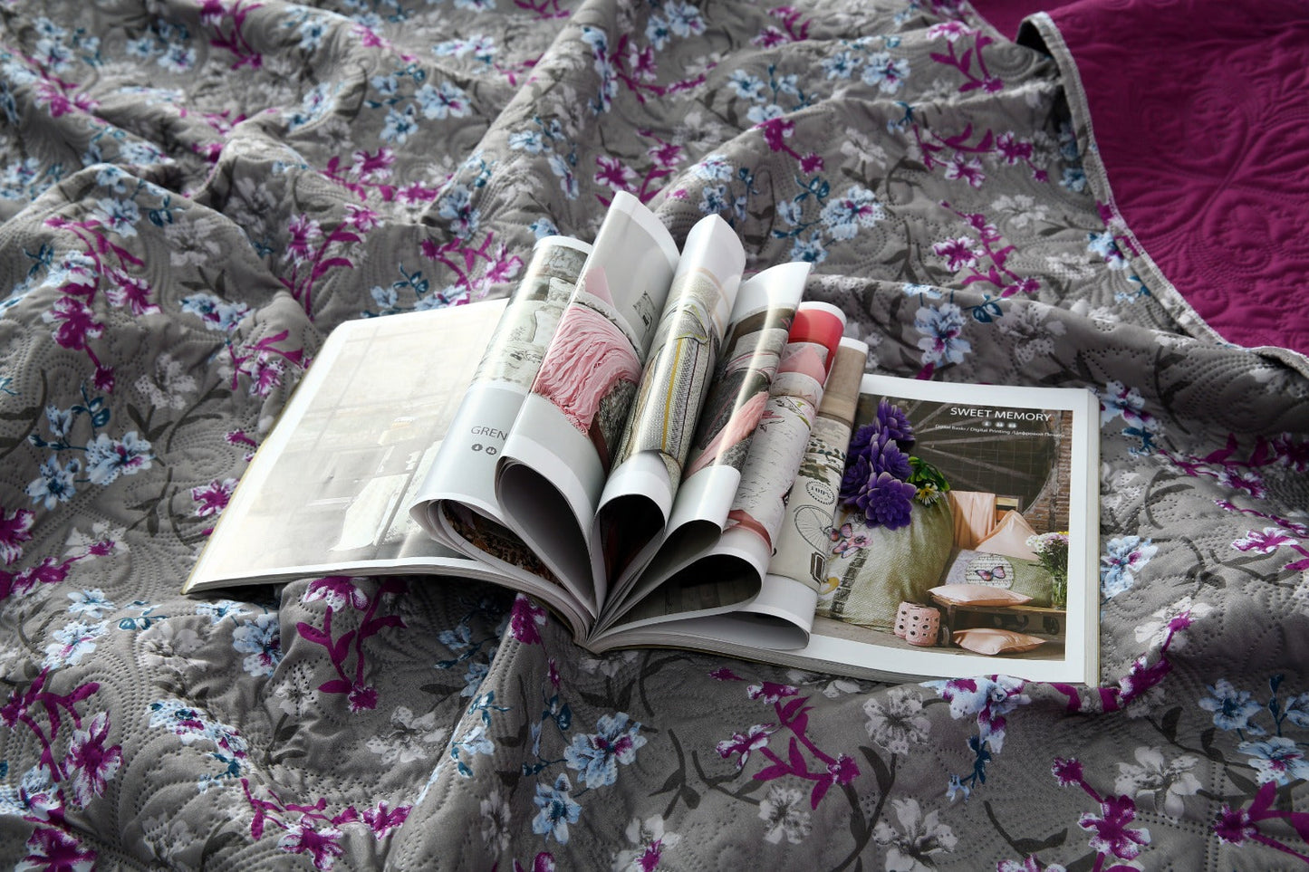 6 PCs Printed Bed Spread Set-Spring Flowers Bed Spread Apricot