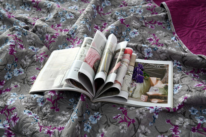 6 PCs Printed Bed Spread Set-Spring Flowers Bed Spread Apricot