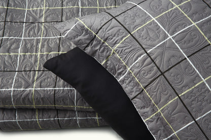 6 PCs Printed Bed Spread Set-Multi Check Bed Spread Apricot