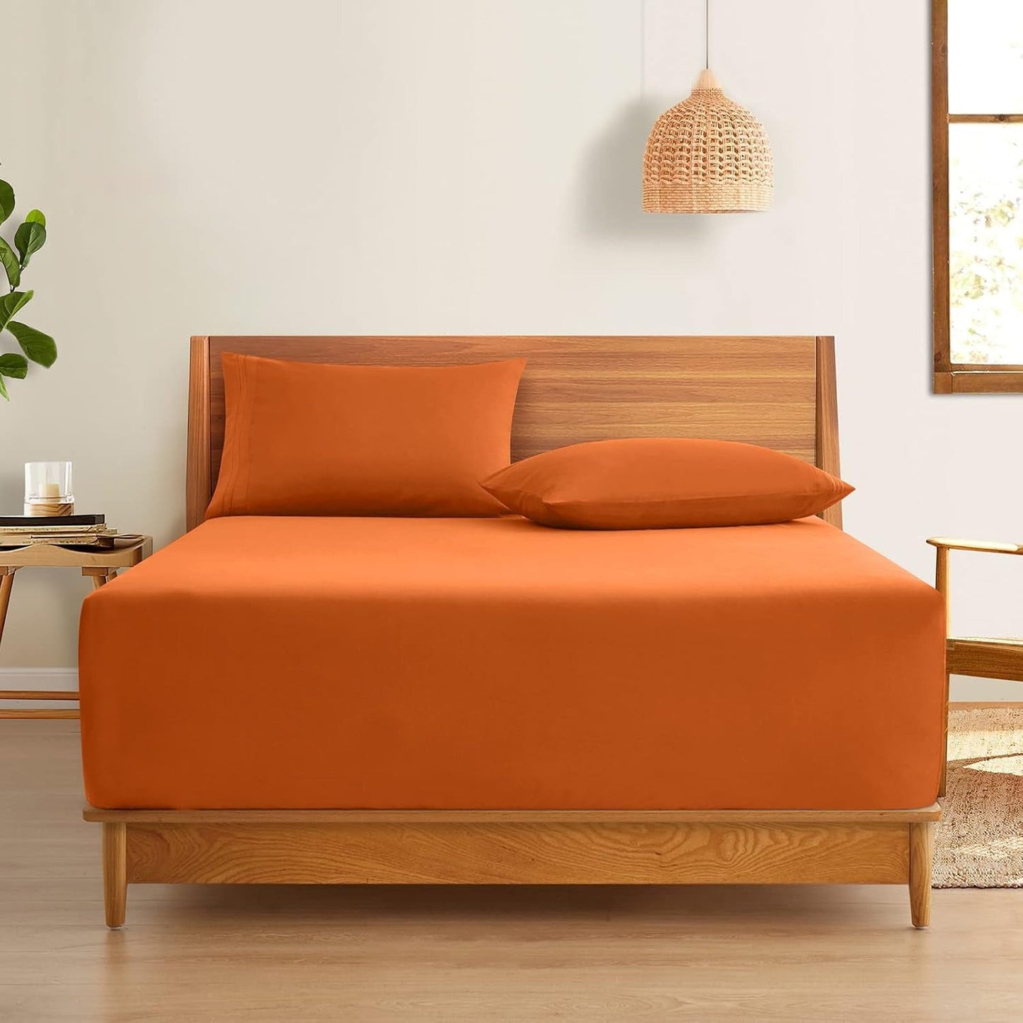 Fitted Bed Sheet Dyed-Orange Fitted Sheets Apricot