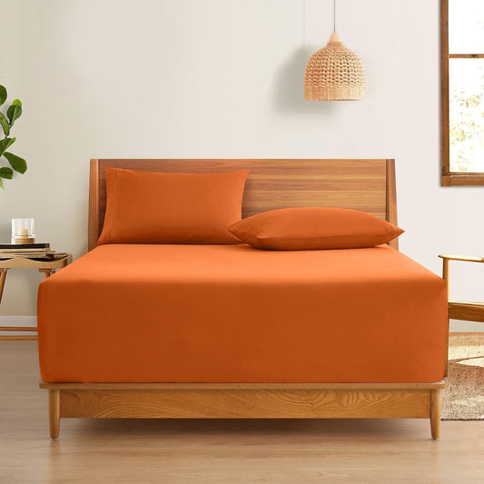 Fitted Bed Sheet Dyed-Orange Fitted Sheets Apricot