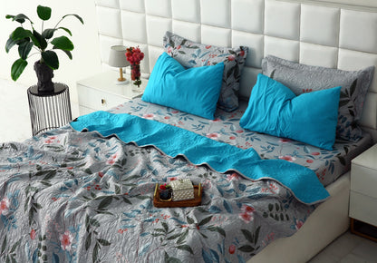 6 PCs Printed Bed Spread Set-Petunia Bed Spread Apricot