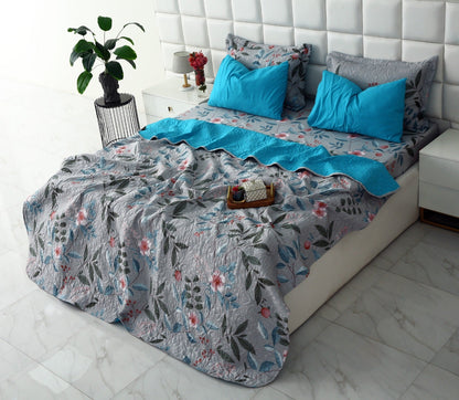 6 PCs Printed Bed Spread Set-Petunia Bed Spread Apricot