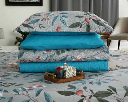 6 PCs Printed Bed Spread Set-Petunia Bed Spread Apricot