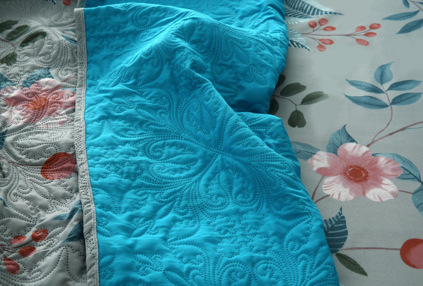 6 PCs Printed Bed Spread Set-Petunia Bed Spread Apricot