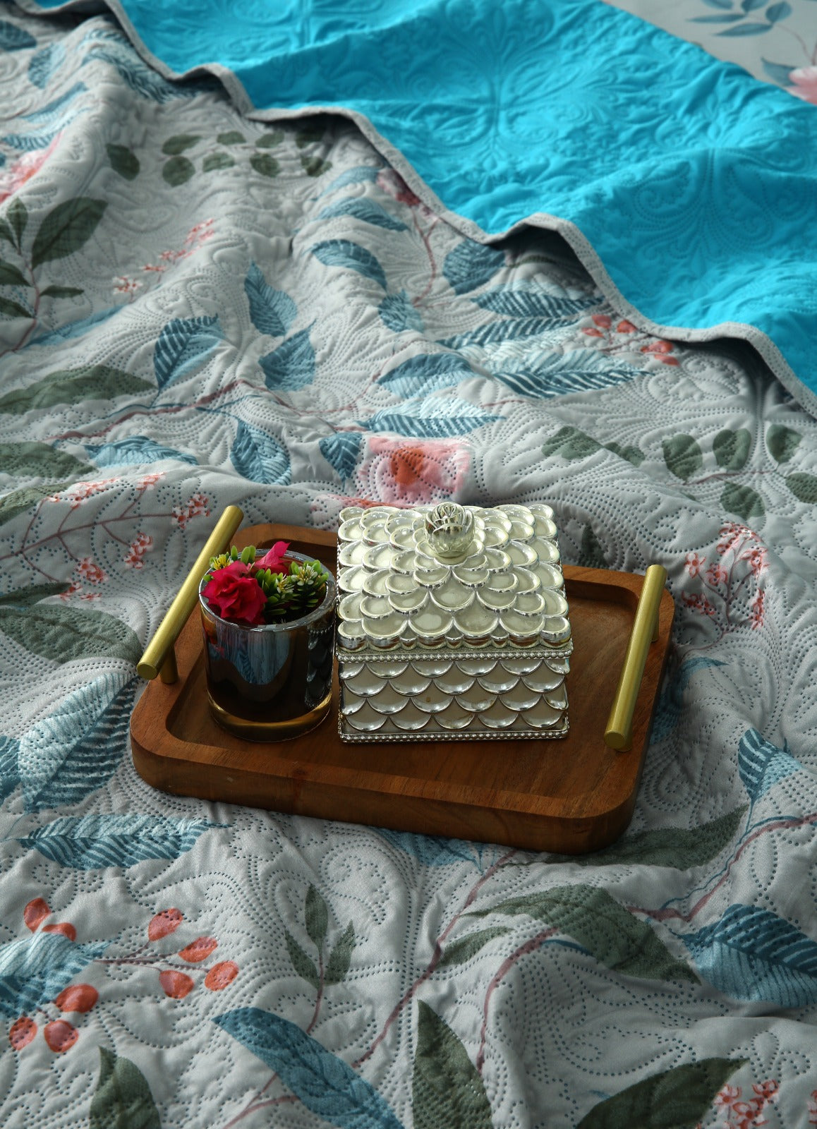 6 PCs Printed Bed Spread Set-Petunia Bed Spread Apricot