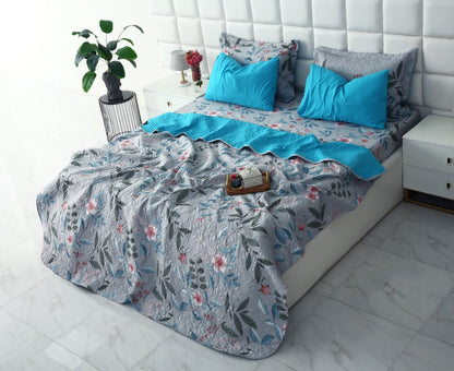 6 PCs Printed Bed Spread Set-Petunia Bed Spread Apricot