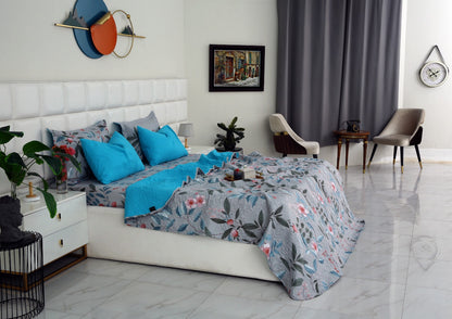 6 PCs Printed Bed Spread Set-Petunia Bed Spread Apricot