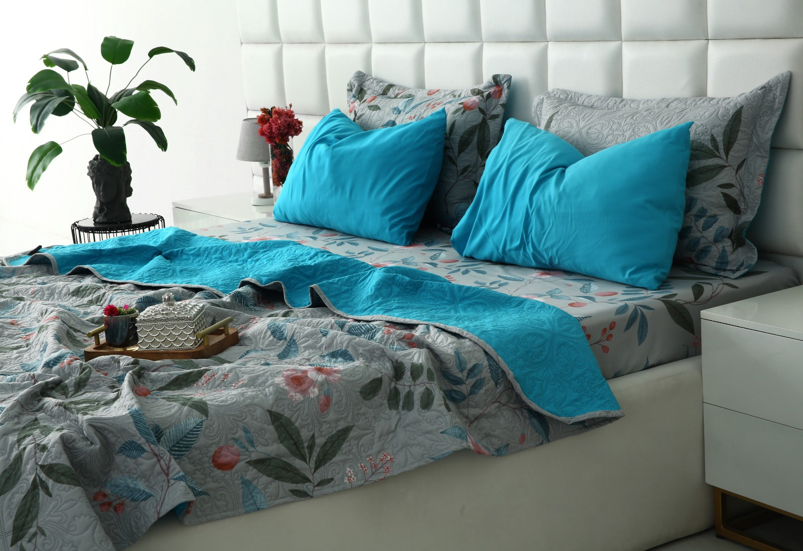 6 PCs Printed Bed Spread Set-Petunia Bed Spread Apricot