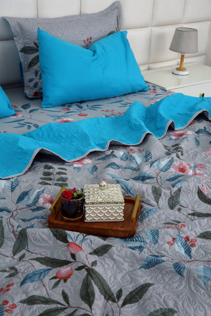 6 PCs Printed Bed Spread Set-Petunia Bed Spread Apricot
