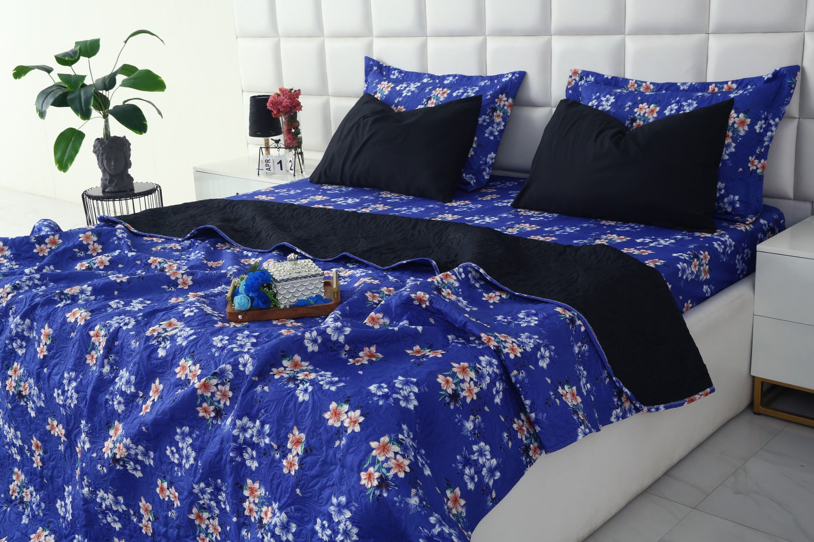 6 PCs Printed Bed Spread Set-Phlox Bed Spread Apricot