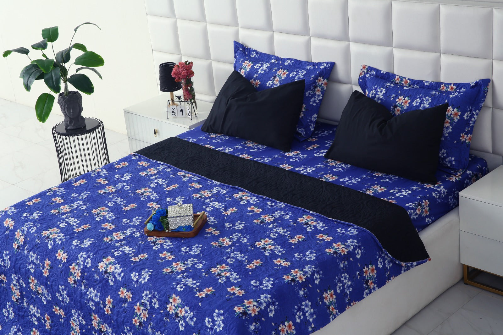 6 PCs Printed Bed Spread Set-Phlox Bed Spread Apricot