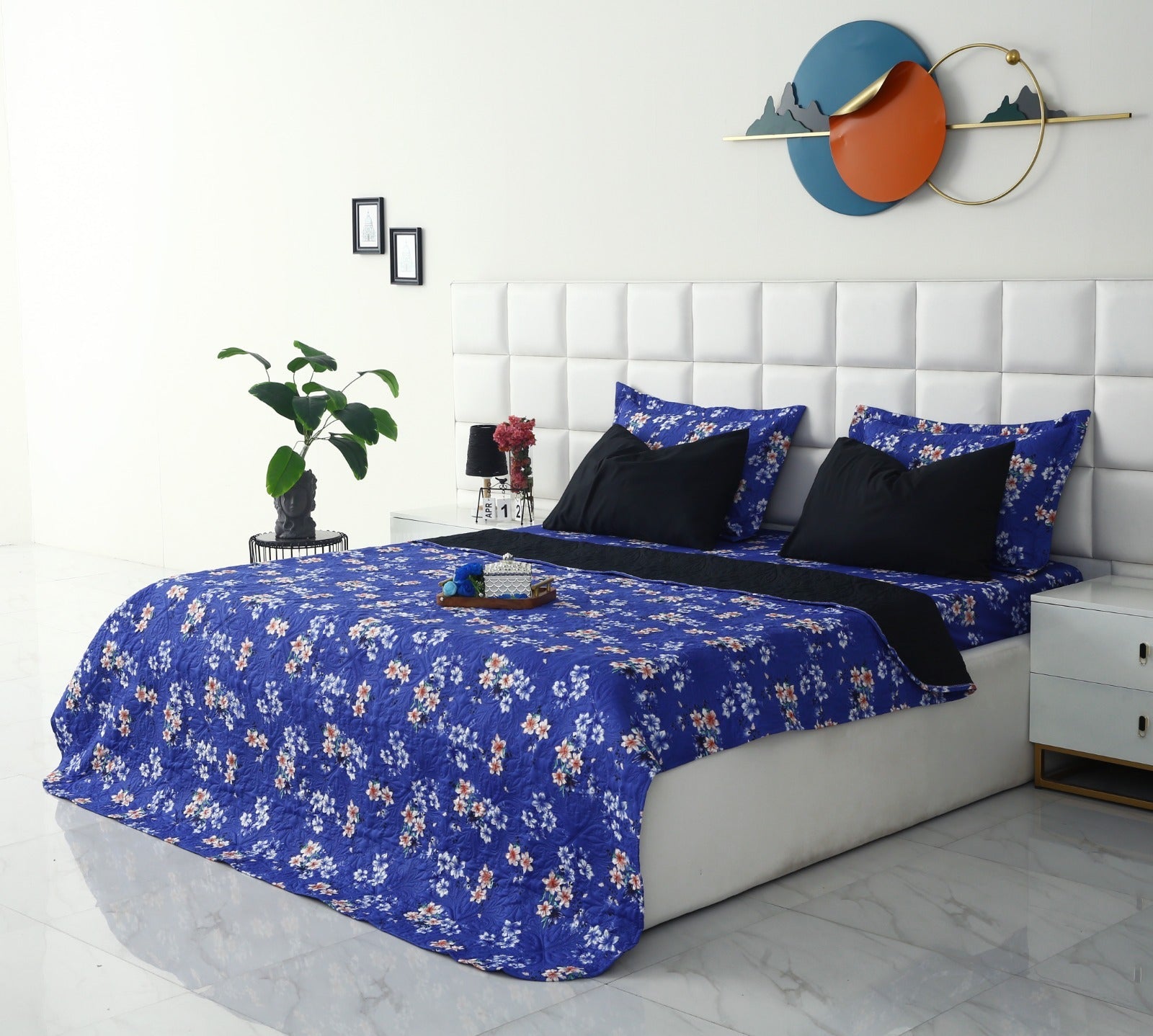 6 PCs Printed Bed Spread Set-Phlox Bed Spread Apricot