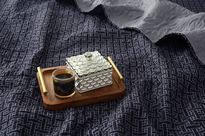 6 PCs Printed Bed Spread Set-Plaid Bed Spread Apricot