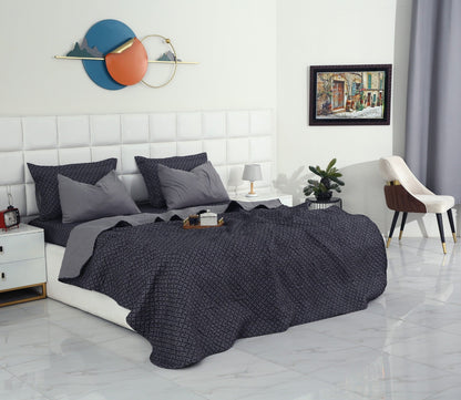 6 PCs Printed Bed Spread Set-Plaid Bed Spread Apricot