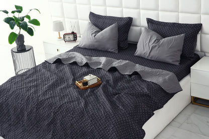 6 PCs Printed Bed Spread Set-Plaid Bed Spread Apricot
