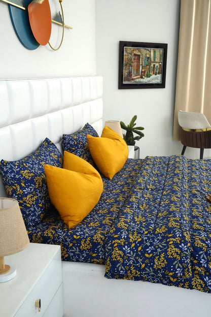 6 PCs Summer Comforter Set-Daffodil Bed Spread Apricot