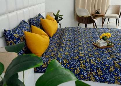 6 PCs Summer Comforter Set-Daffodil Bed Spread Apricot