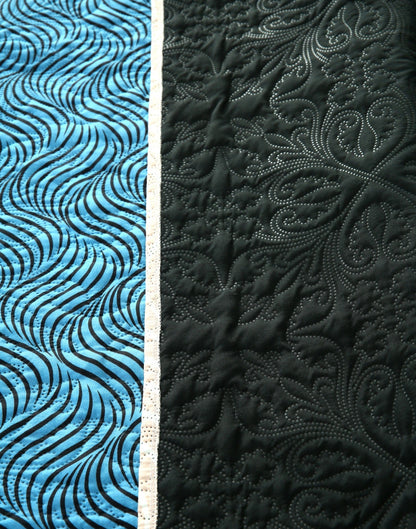 6 PCs Printed Bed Spread Set-Aqua Blue Bed Spread Apricot