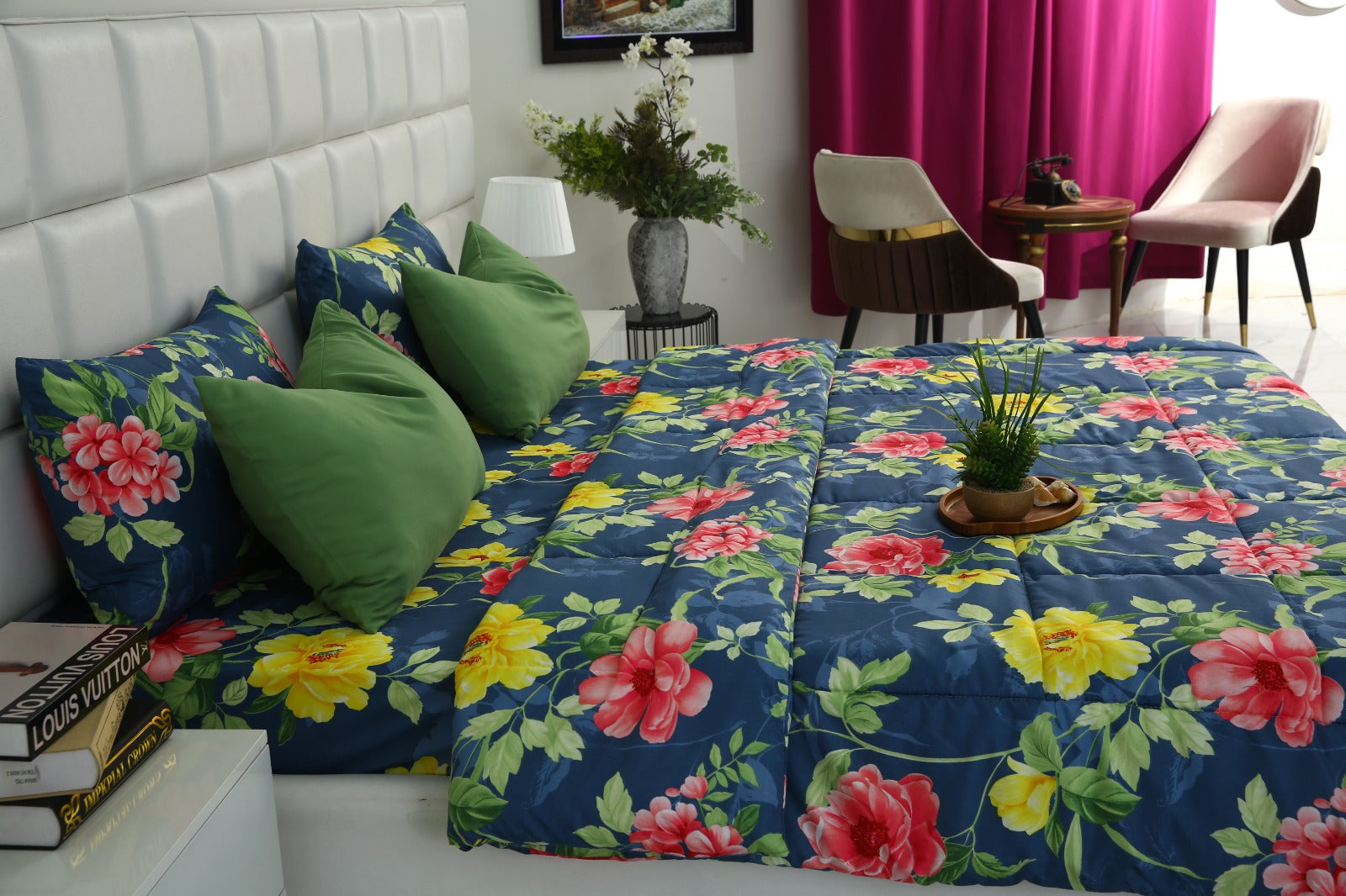 6 PCs Summer Comforter Set-Orchid Bed Spread Apricot