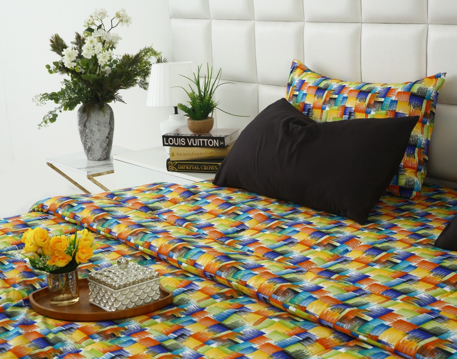 6 PCs Summer Comforter Set-Coral Rush Bed Spread Apricot