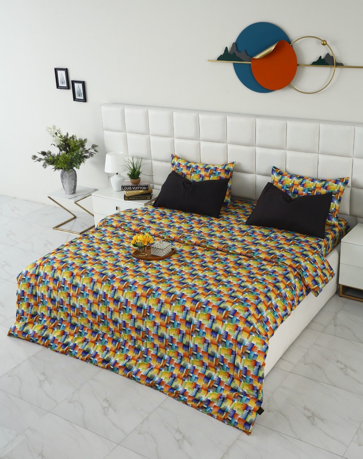 6 PCs Summer Comforter Set-Coral Rush Bed Spread Apricot